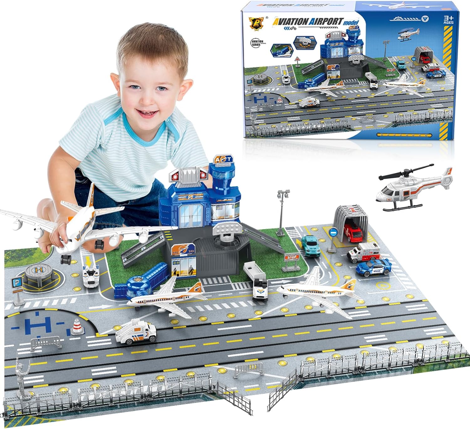 Model Airplane Plastic - 자동차, 헬리콥터, 비행기, 타워, 공항 놀이
