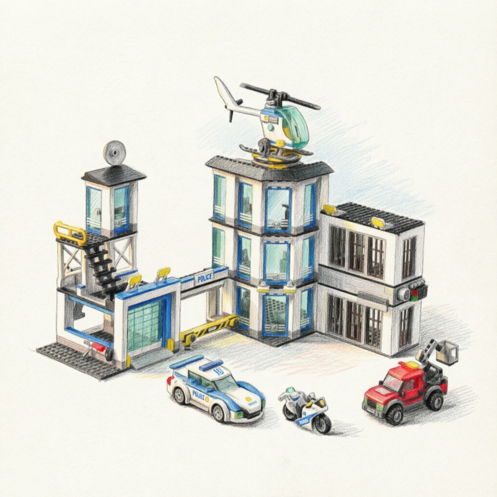 Lego Set Creator - 특수경찰서 군사 건물 도시 모형 세트