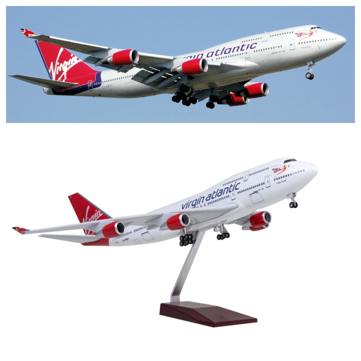Model Airplane Plastic - 47cm 버진 아틀란틱 B747 비행기 모형