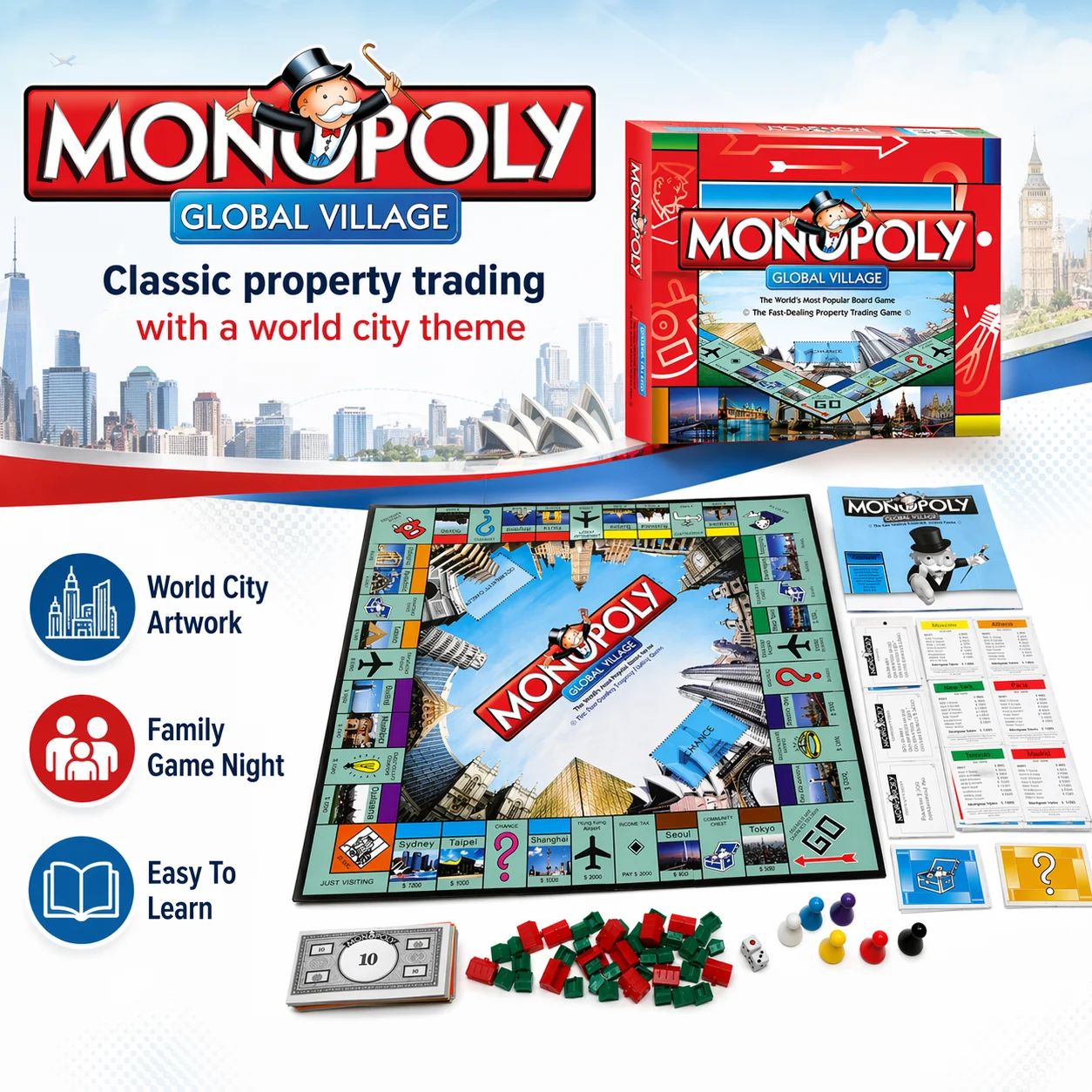 프리미엄 모노폴리 글로벌 빌리지 보드게임 - 테이블탑  - Hasbro Game Monopoly 리뷰 및 가격